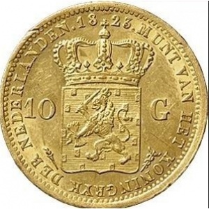 Реверс монеты Нидерланды, 10 гульденов, 1818-1840