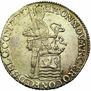 Реверс монеты Нидерланды, 1 рейксдальдер, 1795-1798, Надпись: "MO NOV ARG PRO CONFŒ BELG ZEL"