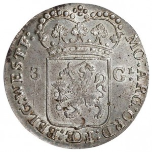 Аверс монеты Нидерланды, 3 гульдена, 1795-1796, Надпись: "MO ARG ORD FOED BELG WESTFRI"