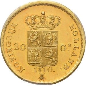 Реверс монеты Нидерланды, 20 гульденов, 1808-1810