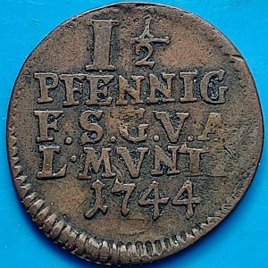 Реверс монеты Саксен-Гота-Альтенбург, 1½ пфеннига, 1744-1750