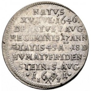 Реверс монеты Саксен-Гота-Альтенбург, 1/24 талера, 1691, Смерть Фридриха I