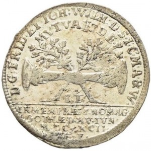 Реверс монеты Саксен-Гота-Альтенбург, 1/24 талера, 1692, Дань уважения Готы регентам