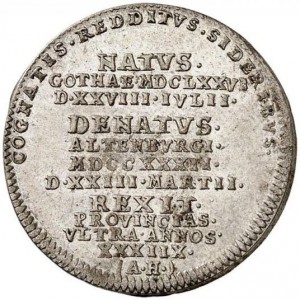 Реверс монеты Саксен-Гота-Альтенбург, 1/24 талера, 1732, Смерть Фридриха II