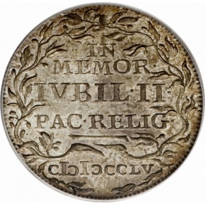 Реверс монеты Саксен-Гота-Альтенбург, 1/24 талера, 1755, 200 лет Аугсбургскому миру