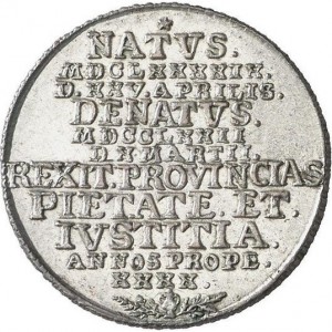 Реверс монеты Саксен-Гота-Альтенбург, ¹⁄₁₂ талера, 1772, Смерть Фридриха III /11-строчная надпись/
