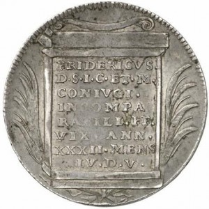 Реверс монеты Саксен-Гота-Альтенбург, 1 талер, 1681, Смерть Магдалены Сибиллы, жены Фридриха I