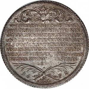 Реверс монеты Саксен-Гота-Альтенбург, 1 талер, 1692, Талер на крещение