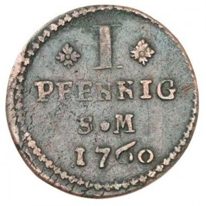 Реверс монеты Майнцское курфюршество, 1 пфенниг, 1759-1760