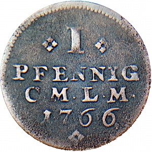 Реверс монеты Майнцское курфюршество, 1 пфенниг, 1766