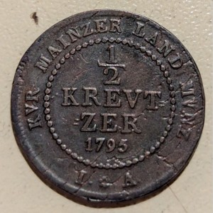 Реверс монеты Майнцское курфюршество, ½ крейцера, 1795-1796
