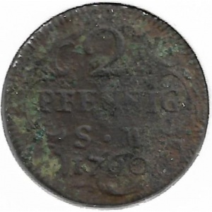 Реверс монеты Майнцское курфюршество, 2 пфеннига, 1760