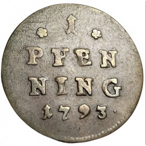 Реверс монеты Курфюршество Бавария, 1 пфенниг, 1782-1799