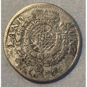 Реверс монеты Курфюршество Бавария, 3 крейцера, 1763-1767, Отметка монетного двора "A"