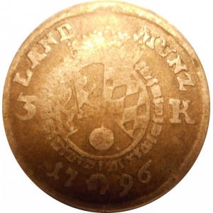 Реверс монеты Курфюршество Бавария, 3 крейцера, 1794-1798