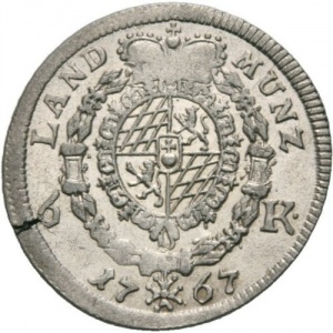 Реверс монеты Курфюршество Бавария, 6 крейцеров, 1766-1767