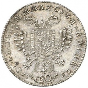Реверс монеты Курфюршество Бавария, 20 крейцеров, 1792