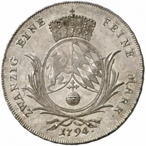 Реверс монеты Курфюршество Бавария, ½ талера, 1794