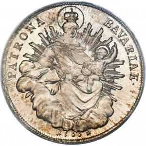 Реверс монеты Курфюршество Бавария, 1 талер, 1753-1759, Мадонна с ребенком на реверсе