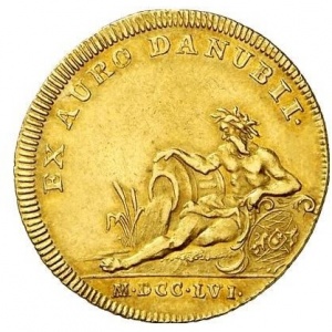 Реверс монеты Курфюршество Бавария, 1 дукат, 1756-1762, Река Дунай