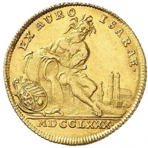 Реверс монеты Курфюршество Бавария, 1 дукат, 1779-1798, Река Изар
