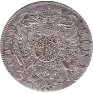 Реверс монеты Курфюршество Бавария, 3 крейцера, 1744-1745