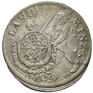Реверс монеты Курфюршество Бавария, 30 крейцеров, 1732-1735