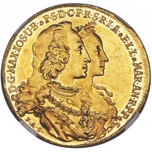 Аверс монеты Курфюршество Бавария, 5 дукатов, 1747, Брак Максимилиана III Иосифа и Марии Анны