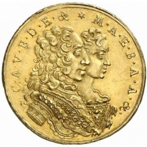 Аверс монеты Курфюршество Бавария, 2 каролина, 1729, Основание ордена Святого Георгия Победоносца