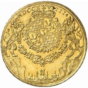 Реверс монеты Курфюршество Бавария, 2 каролина, 1729, Основание ордена Святого Георгия Победоносца