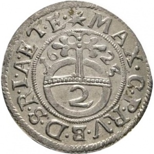 Аверс монеты Курфюршество Бавария, 2 крейцера, 1623, "FERDI II ROMAN IMPERATOR" на реверсе