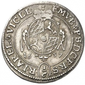 Аверс монеты Курфюршество Бавария, ⅙ талера, 1657