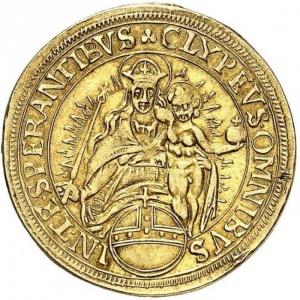 Реверс монеты Курфюршество Бавария, 1 гульден, 1625, Мадонна на реверсе