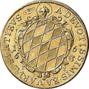 Аверс монеты Курфюршество Бавария, 1 дукат, 1663, Рождение принцессы Луизы Маргариты Антонии Баварской