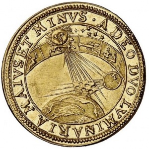 Аверс монеты Курфюршество Бавария, 2 дуката, 1670, Рождение принца Каэтана Марии Баварского