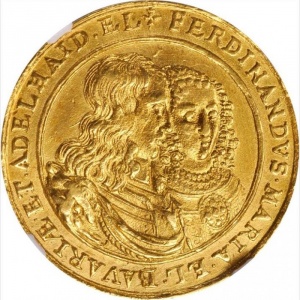 Аверс монеты Курфюршество Бавария, 3 дуката, 1652, Свадьба Фердинанда Марии и Адельхайды