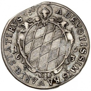 Аверс монеты Курфюршество Бавария, 1 дукат, 1663, Рождение принцессы Луизы Маргариты Антонии Баварской