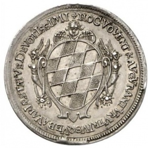 Реверс монеты Курфюршество Бавария, 5 дукатов, 1660, Рождение принцессы Марии Анны Виктории Баварской