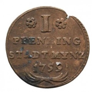 Реверс монеты Свободный город Аугсбург, 1 пфенниг, 1759-1780