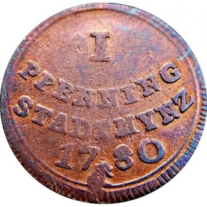 Реверс монеты Свободный город Аугсбург, 1 пфенниг, 1780-1803