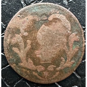 Аверс монеты Свободный город Аугсбург, 1 пфенниг, 1780, Шишка сосны в картуше, надпись дугой