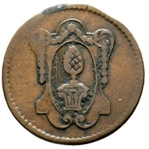 Аверс монеты Свободный город Аугсбург, 1 пфенниг, 1789-1803, Герб в высокой вертикальной рамке