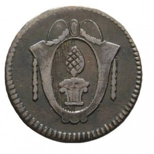 Аверс монеты Свободный город Аугсбург, 1 пфенниг, 1801-1805, Герб в высокой треугольной рамке