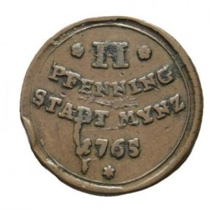 Реверс монеты Свободный город Аугсбург, 2 пфеннига, 1759-1780