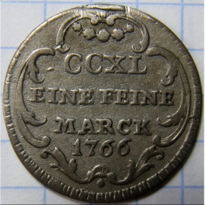 Реверс монеты Свободный город Аугсбург, 5 крейцеров, 1766
