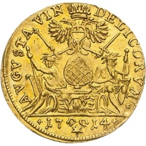 Реверс монеты Свободный город Аугсбург, 1 дукат, 1711-1715