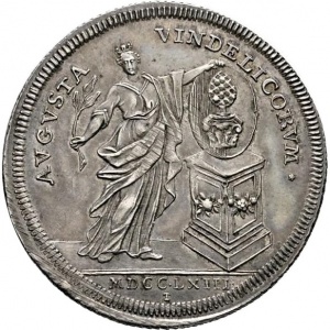 Аверс монеты Свободный город Аугсбург, ½ талера, 1763, Губертусбургский мир