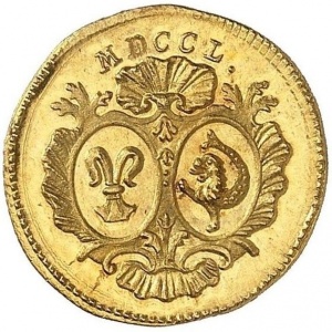 Реверс монеты Свободный город Аугсбург, ½ дуката, 1750, Празднование середины 18-го века