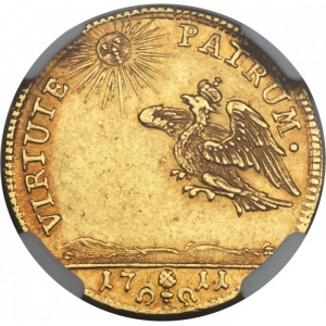 Реверс монеты Свободный город Аугсбург, 1 дукат, 1711, Коронация Карла VI