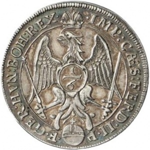 Реверс монеты Свободный город Аугсбург, ⅙ талера, 1627